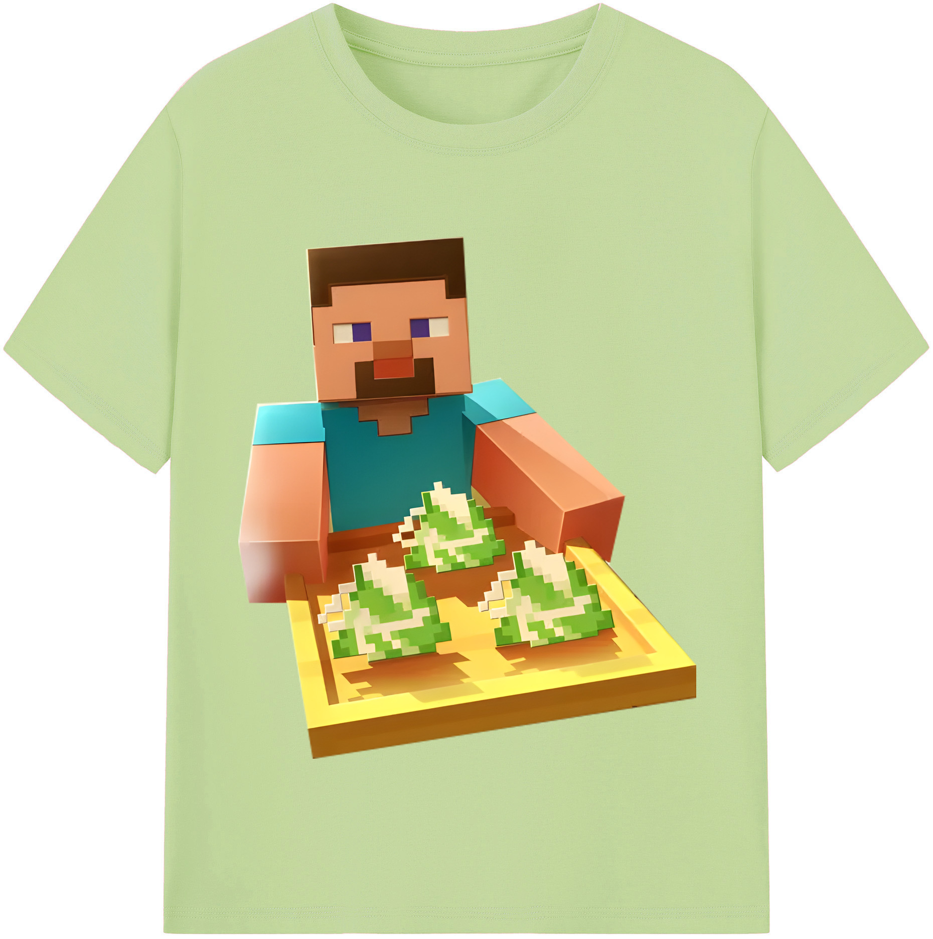 （画像用） マインクラフト ブロックの世界 Minecraft MC Block world 綿100％半袖Tシャツ（フロントプリント）